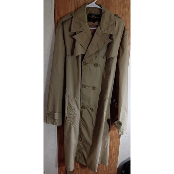 VINTAGE TOTES Trench Rain Coat Mens XL British Crown Colony Hong Kong Utility - Picture 2 of 11